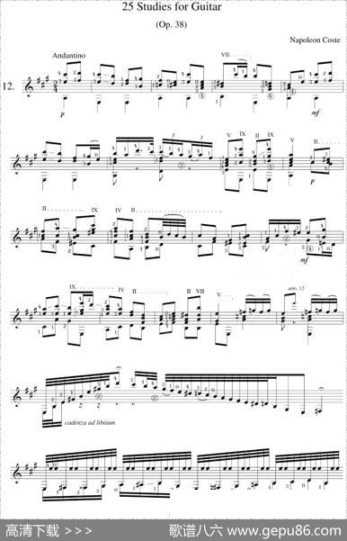 NapoleonCoste《25Studies,Op.38》（STUDY12）