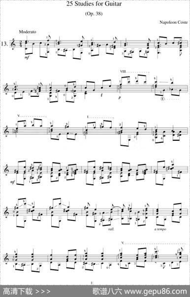 NapoleonCoste《25Studies,Op.38》（STUDY13）