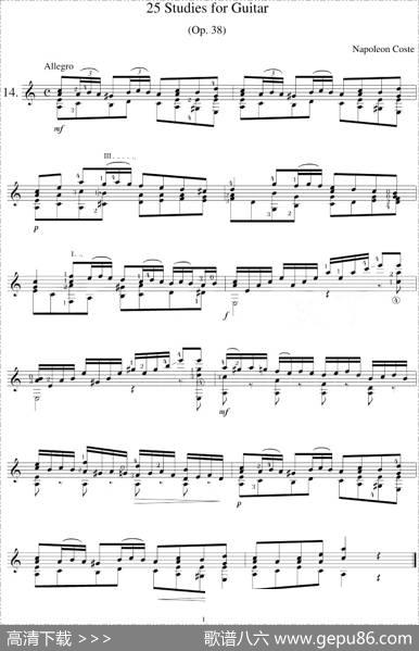 NapoleonCoste《25Studies,Op.38》（STUDY14）