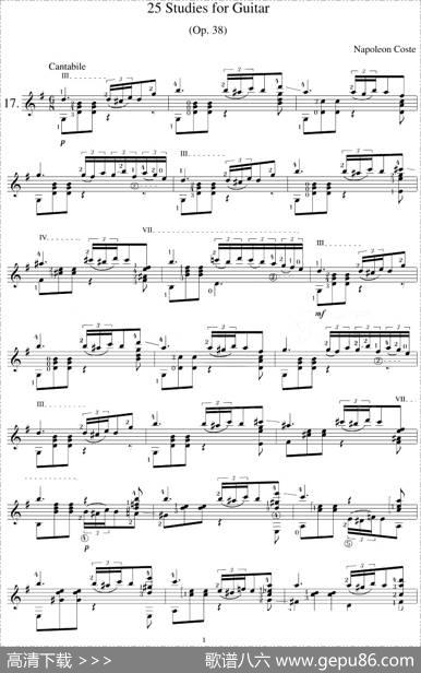 NapoleonCoste《25Studies,Op.38》（STUDY17）