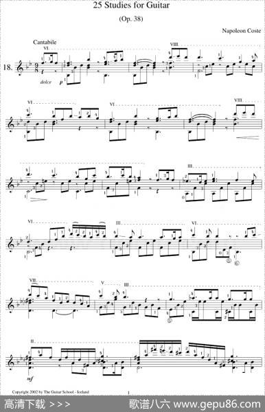 NapoleonCoste《25Studies,Op.38》（STUDY18）