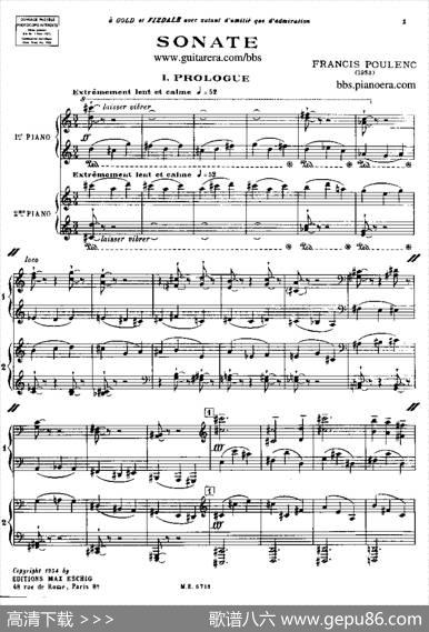 SonataforTwoPianos（双钢琴奏鸣曲）|弗朗西斯·普朗克