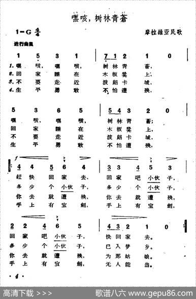 [捷]嘿咳，树林青苍|摩拉维亚民歌、杨乐云译配