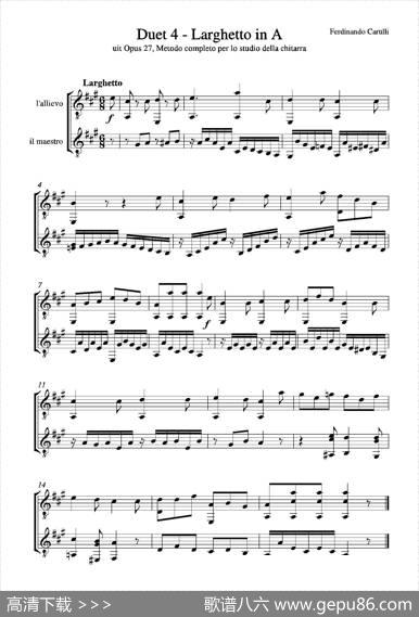 MetodoCompletoOp.27-3（古典吉他二重奏练习·4）|卡鲁里（FerdinandoCarulli）