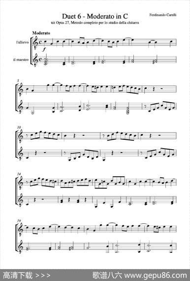 MetodoCompletoOp.27-3（古典吉他二重奏练习·6）|卡鲁里（FerdinandoCarulli）
