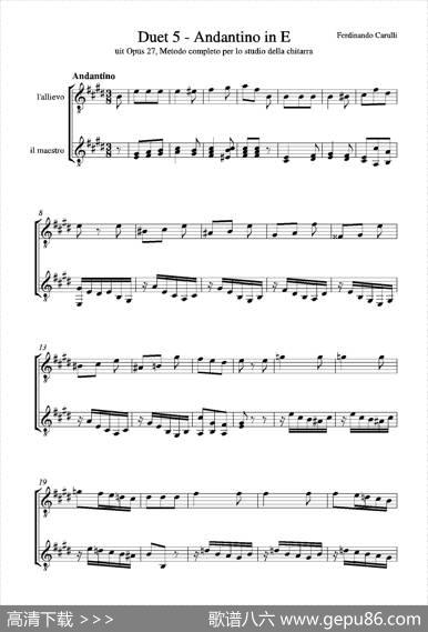 MetodoCompletoOp.27-3（古典吉他二重奏练习·5）|卡鲁里（FerdinandoCarulli）