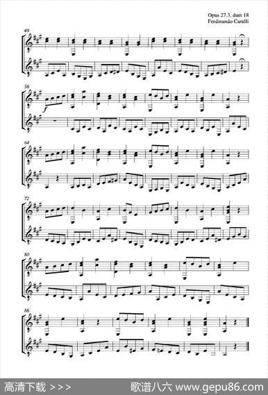 MetodoCompletoOp.27-3（古典吉他二重奏练习·18）|卡鲁里（FerdinandoCarulli）