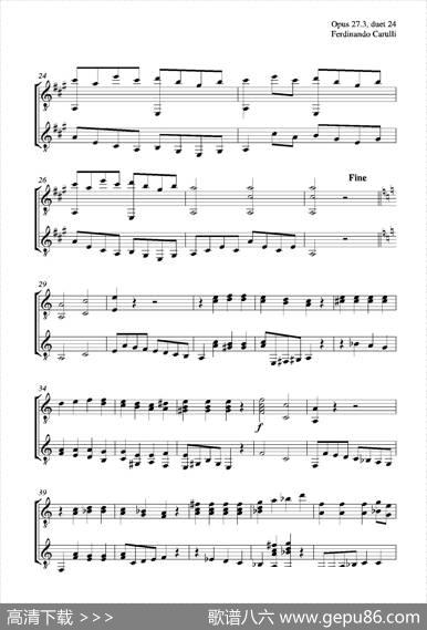 MetodoCompletoOp.27-3（古典吉他二重奏练习·24）|卡鲁里（FerdinandoCarulli）