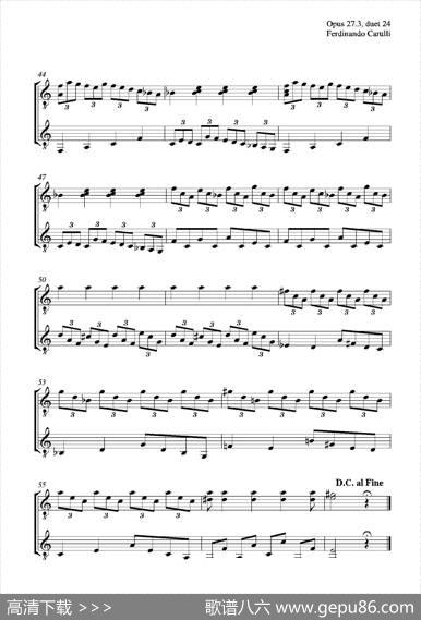 MetodoCompletoOp.27-3（古典吉他二重奏练习·24）|卡鲁里（FerdinandoCarulli）