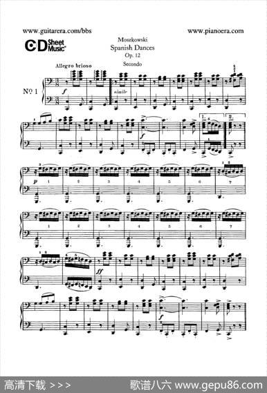 SpanishDancesOp.12（西班牙舞曲·四手联弹版）|莫里兹·莫什科夫斯基