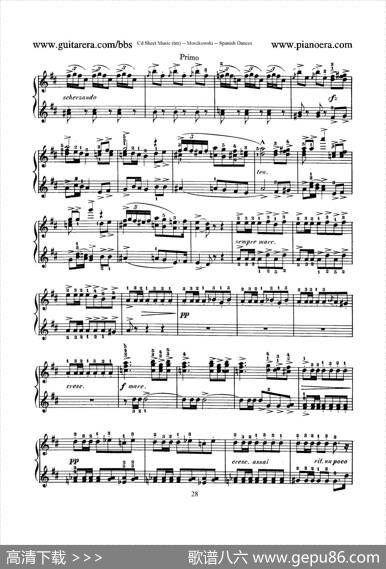 SpanishDancesOp.12（西班牙舞曲·四手联弹版）|莫里兹·莫什科夫斯基