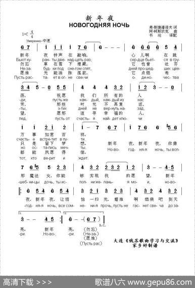 新年夜Новогодняяночь（中俄简谱） - В.斯捷潘诺夫|阿.柯斯玖克
