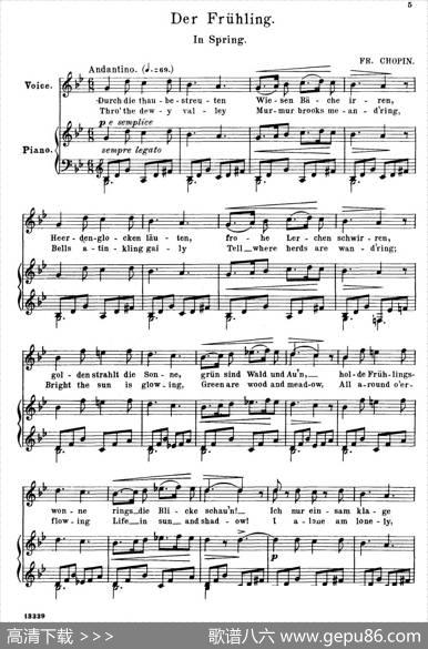 春天DerFruhling（正谱）|弗雷德里克·肖邦（FredericChopin）