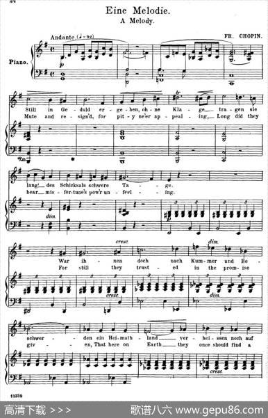 旋律EineMelodie（正谱）|弗雷德里克·肖邦（FredericChopin）