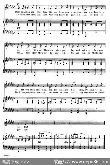 波兰悲歌PolensGrabgesang（正谱）|弗雷德里克·肖邦（FredericChopin）