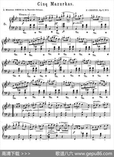 5MazurkasOp.7（5首玛祖卡舞曲·1）|肖邦-chopin