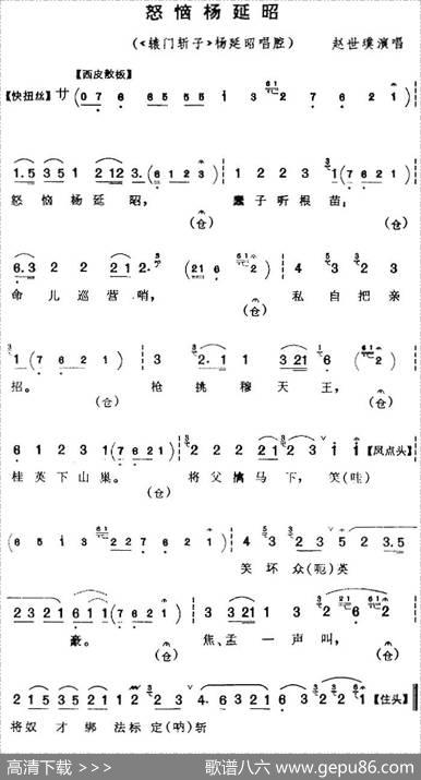怒恼杨延昭（《辕门斩子》杨延昭唱腔）