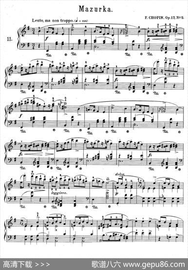 QuatreMazurkasOp.17（4首玛祖卡舞曲·2）|肖邦-chopin
