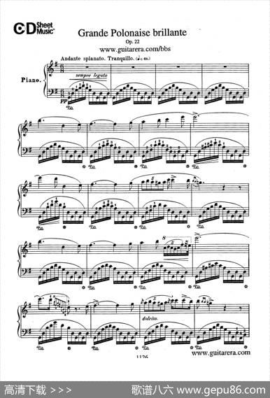 GrandePolonaiseBrilliantePrecededbyanAndanteSpianatoOp.22（平静的行板与华丽的波兰舞曲·钢琴独奏版）|肖邦-chopin