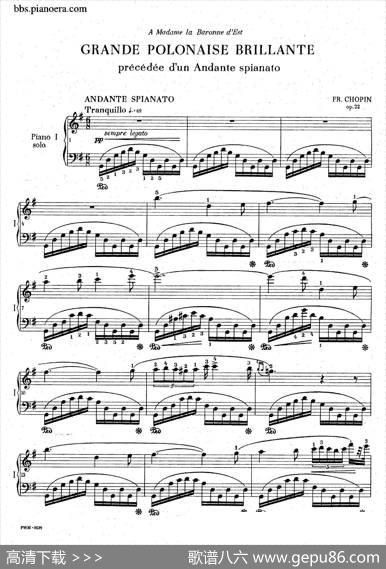 GrandePolonaiseBrilliantePrecededbyanAndanteSpianatoOp.22（平静的行板与华丽的波兰舞曲·双钢琴版）|肖邦-chopin