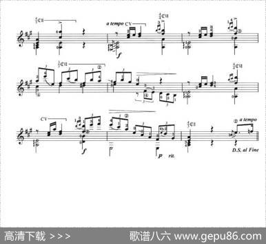 古典吉他考级七级外国乐曲C组（3、玛丽埃塔）|塔雷加