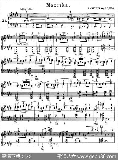 QuatreMazurkasOp.30（4首玛祖卡舞曲·4）|肖邦-chopin
