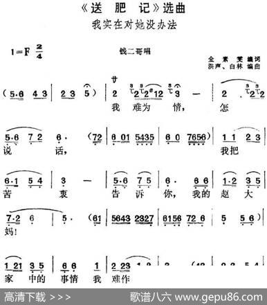 《送肥记》选曲：我实在对她没办法（钱二哥唱段） - 金素雯编词|洪声、白林编曲