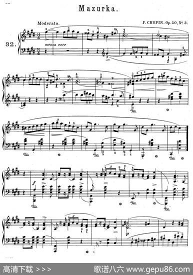 TroisMazurkasOp.50（3首玛祖卡舞曲·3）|肖邦-chopin