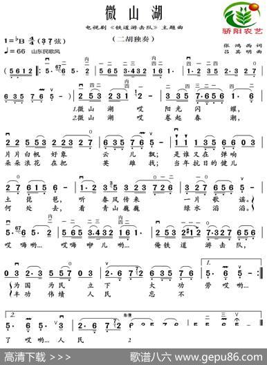 微山湖（二胡独奏，带指法、歌词） - 张鸿西|吕其明