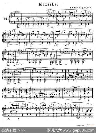 TroisMazurkasOp.56（3首玛祖卡舞曲·2）|肖邦-chopin