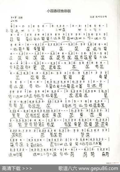 小园香经独徘徊（古琴谱、简谱+减字谱）|李祥霆
