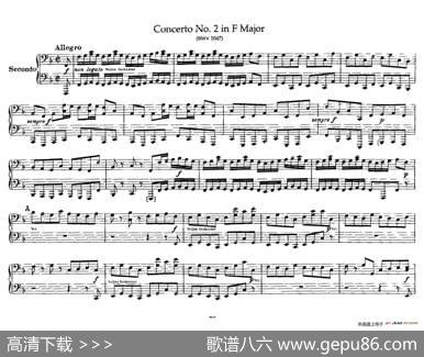 BrandenburgConcertoNo.2inFMajorBWV.1047（F大调第二勃兰登堡协奏曲·四手联弹版）|巴赫