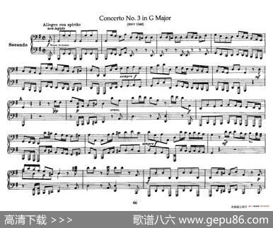 BrandenburgConcertoNo.3inGMajorBWV.1048（G大调第三勃兰登堡协奏曲·四手联弹版）|巴赫