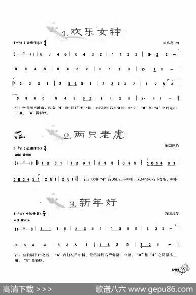 葫芦丝曲精选：欢乐女神两只老虎新年好|王甲坤，王甲华编著