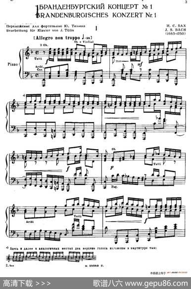 BrandenburgConcertoNo.1inFMajorBWV1046（F大调第一勃兰登堡协奏曲·第一乐章）|约翰·塞巴斯蒂安·巴赫（J.S.Bach,