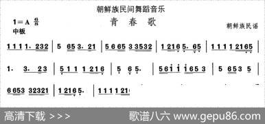 中国民族民间舞曲选（（十一）朝鲜族舞蹈：古格里节奏-青春）