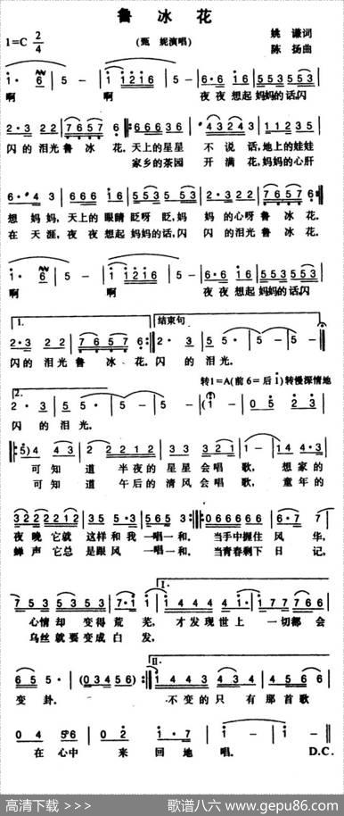 鲁冰花（4个版本） - 姚谦|陈阳