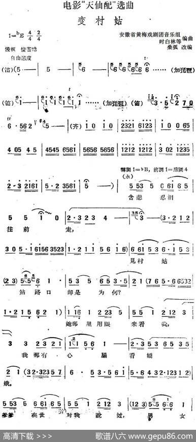 电影“天仙配”选曲：变村姑|桑弧改编安徽省黄梅戏剧团音乐组、时白林等编曲