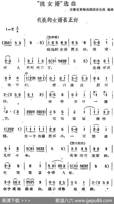 “挑女婿”选曲：我挑的女婿真正好|安徽省黄梅戏剧团音乐组编曲
