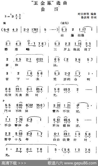 “王金凤”选曲：曲四（金凤独唱、合唱） - 鲁彦周|时白林等编曲