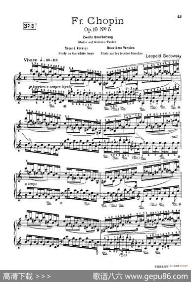 53首以肖邦练习曲为素材而作的练习曲（No.8）|里奥鲍尔德·戈多夫斯基