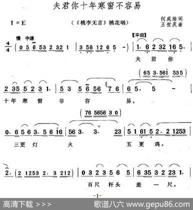 夫君你十年寒窗不容易（《桃李无言》桃花唱段） - 何成结|王世庆