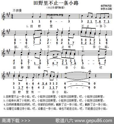 [俄]田野里不止一条小路（二部合唱、线简谱对照版）|俄罗斯民歌、林蔡冰译配