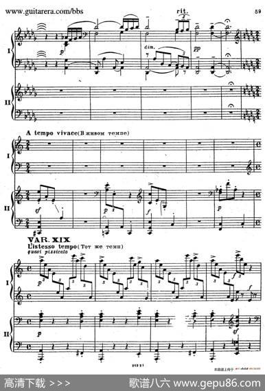 RhapsodyOnAThemeOfPaganiniOp.43（帕格尼尼主题狂想曲·双钢琴）（P41——60）|谢尔盖·拉赫玛尼诺夫(SergeiRachmaninov）