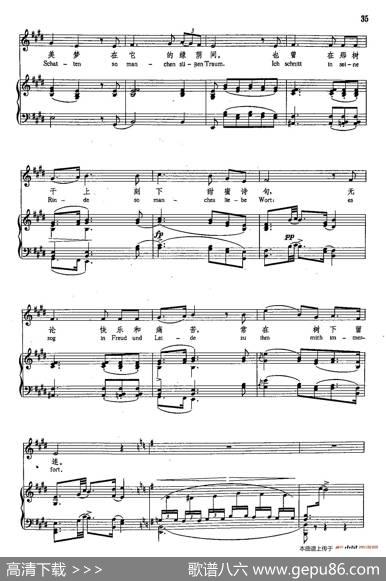 声乐教学曲库4-[德-奥]6菩提树（正谱） - 威廉·缪斯|F·舒伯特