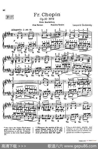 53首以肖邦练习曲为素材而作的练习曲（No.17）|里奥鲍尔德·戈多夫斯基