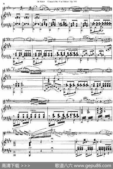 Beriot《ConcertoNo.9inAMinor》Op.104（贝里奥《A小调第九小提琴协奏曲》Op.104、小提琴+钢琴伴奏）|贝里奥