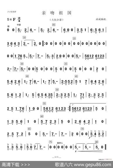 亲吻祖国（器乐合奏分谱）|洪斌编配