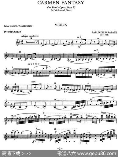 Sarasate《CarmenFantasy》Op.25（萨拉萨蒂《卡门幻想曲》Op.25）|萨拉萨蒂