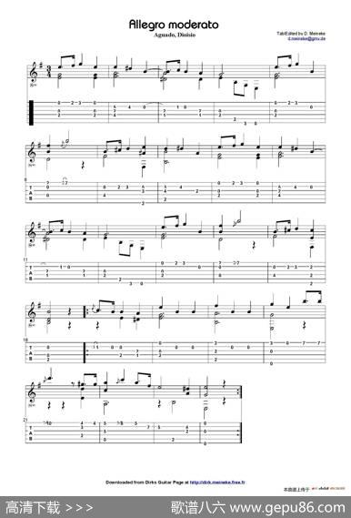 aguadoallegromoderato（古典吉他）|阿瓜多